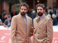 Fabio D'Innocenzo and Damiano D'Innocenzo attend the Fabio And Damiano D'Innocenzo red carpet during the 19th Rome Film Festival at Auditori...