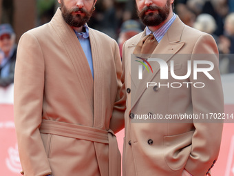 Fabio D'Innocenzo and Damiano D'Innocenzo attend the Fabio And Damiano D'Innocenzo red carpet during the 19th Rome Film Festival at Auditori...