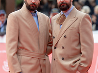 Fabio D'Innocenzo and Damiano D'Innocenzo attend the Fabio And Damiano D'Innocenzo red carpet during the 19th Rome Film Festival at Auditori...