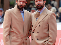 Fabio D'Innocenzo and Damiano D'Innocenzo attend the Fabio And Damiano D'Innocenzo red carpet during the 19th Rome Film Festival at Auditori...