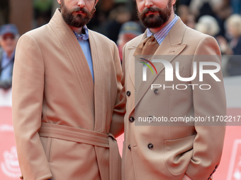 Fabio D'Innocenzo and Damiano D'Innocenzo attend the Fabio And Damiano D'Innocenzo red carpet during the 19th Rome Film Festival at Auditori...