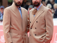 Fabio D'Innocenzo and Damiano D'Innocenzo attend the Fabio And Damiano D'Innocenzo red carpet during the 19th Rome Film Festival at Auditori...