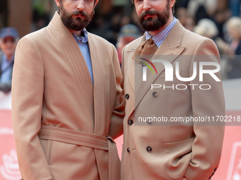 Fabio D'Innocenzo and Damiano D'Innocenzo attend the Fabio And Damiano D'Innocenzo red carpet during the 19th Rome Film Festival at Auditori...