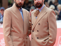 Fabio D'Innocenzo and Damiano D'Innocenzo attend the Fabio And Damiano D'Innocenzo red carpet during the 19th Rome Film Festival at Auditori...