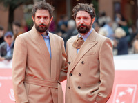 Fabio D'Innocenzo and Damiano D'Innocenzo attend the Fabio And Damiano D'Innocenzo red carpet during the 19th Rome Film Festival at Auditori...