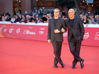 Gianmarco Franchini and Luca Zingaretti attend the ''La Casa Degli Sguardi'' red carpet during the 19th Rome Film Festival at Auditorium Par...