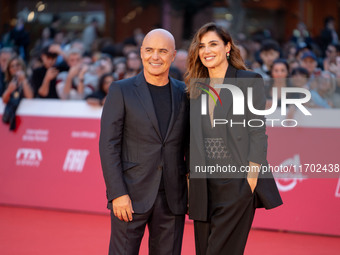 Luca Zingaretti and Luisa Ranieri attend the ''La Casa Degli Sguardi'' red carpet during the 19th Rome Film Festival at Auditorium Parco Del...