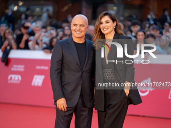 Luca Zingaretti and Luisa Ranieri attend the ''La Casa Degli Sguardi'' red carpet during the 19th Rome Film Festival at Auditorium Parco Del...