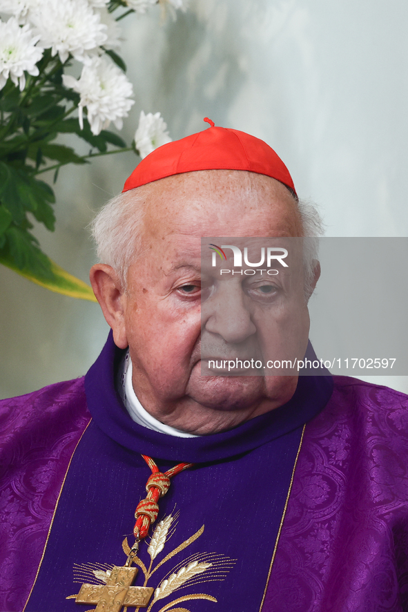 Cardinal Stanislaw Dziwisz during the funeral of priest Jerzy Bryla in Krakow, Poland on October 24, 2024. 