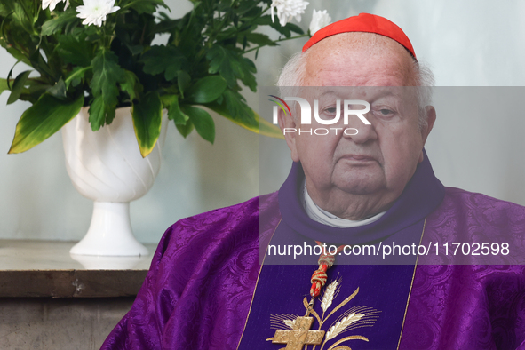 Cardinal Stanislaw Dziwisz during the funeral of priest Jerzy Bryla in Krakow, Poland on October 24, 2024. 