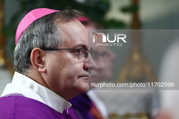 Bishop Damian Muskus during the funeral of priest Jerzy Bryla in Krakow, Poland on October 24, 2024. 