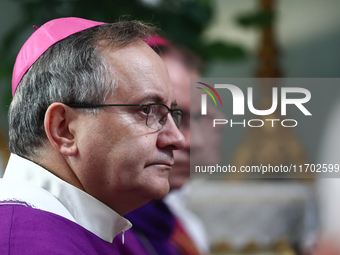 Bishop Damian Muskus during the funeral of priest Jerzy Bryla in Krakow, Poland on October 24, 2024. (