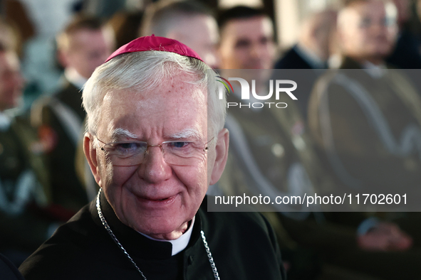 Archbishop of Krakow Marek Jedraszewski during the ceremony at Museum of Polish Aviation in Krakow, Poland on October 24, 2024. 