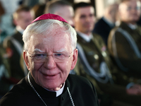 Archbishop of Krakow Marek Jedraszewski during the ceremony at Museum of Polish Aviation in Krakow, Poland on October 24, 2024. (