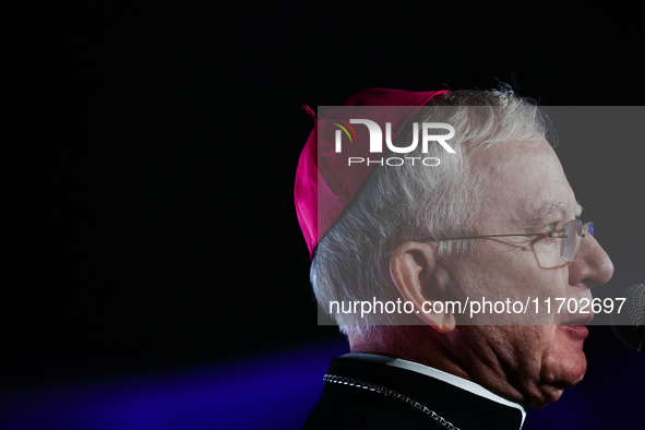 Archbishop of Krakow Marek Jedraszewski during the ceremony at Museum of Polish Aviation in Krakow, Poland on October 24, 2024. 