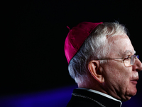 Archbishop of Krakow Marek Jedraszewski during the ceremony at Museum of Polish Aviation in Krakow, Poland on October 24, 2024. (