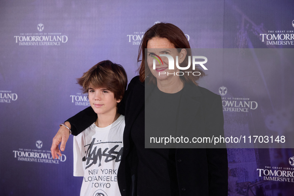 Samantha Vallejo Nagera and her son attend TomorrowlanD The Immersive Experience in Madrid, Spain, on October 24, 2024. 