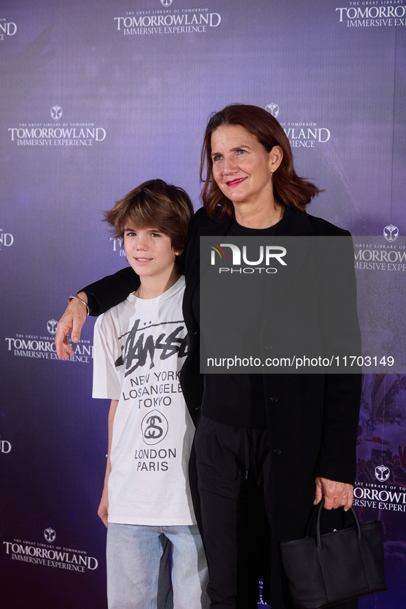 Samantha Vallejo Nagera and her son attend TomorrowlanD The Immersive Experience in Madrid, Spain, on October 24, 2024. 