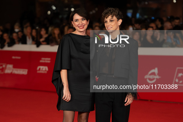 Valentina De Cosmis and Margherita Ferri attend the ''Il Ragazzo Dai Pantaloni Rosa'' red carpet during the 19th Rome Film Festival at Audit...