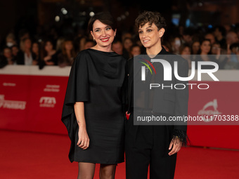 Valentina De Cosmis and Margherita Ferri attend the ''Il Ragazzo Dai Pantaloni Rosa'' red carpet during the 19th Rome Film Festival at Audit...