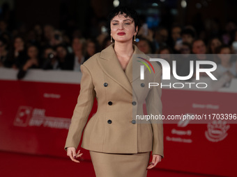 Arisa attends the ''Il Ragazzo Dai Pantaloni Rosa'' red carpet during the 19th Rome Film Festival at Auditorium Parco Della Musica in Rome,...