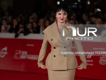 Arisa attends the ''Il Ragazzo Dai Pantaloni Rosa'' red carpet during the 19th Rome Film Festival at Auditorium Parco Della Musica in Rome,...