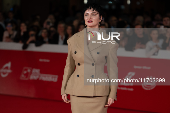 Arisa attends the ''Il Ragazzo Dai Pantaloni Rosa'' red carpet during the 19th Rome Film Festival at Auditorium Parco Della Musica in Rome,...