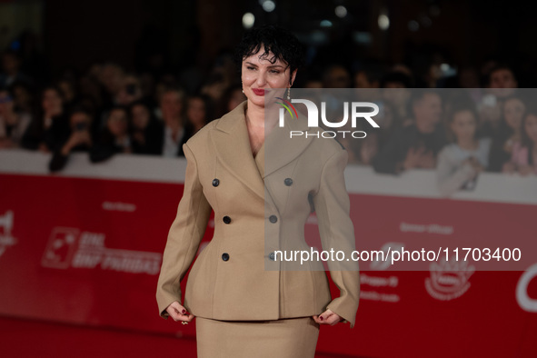 Arisa attends the ''Il Ragazzo Dai Pantaloni Rosa'' red carpet during the 19th Rome Film Festival at Auditorium Parco Della Musica in Rome,...