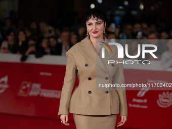 Arisa attends the ''Il Ragazzo Dai Pantaloni Rosa'' red carpet during the 19th Rome Film Festival at Auditorium Parco Della Musica in Rome,...