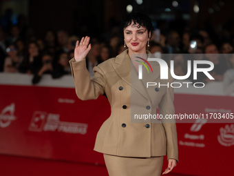 Arisa attends the ''Il Ragazzo Dai Pantaloni Rosa'' red carpet during the 19th Rome Film Festival at Auditorium Parco Della Musica in Rome,...