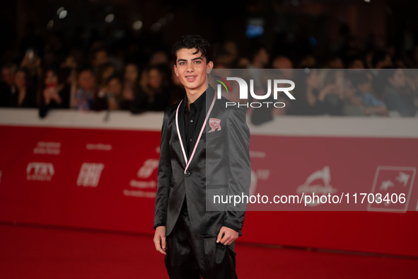 Samuele Carrino attends the ''Il Ragazzo Dai Pantaloni Rosa'' red carpet during the 19th Rome Film Festival at Auditorium Parco Della Musica...