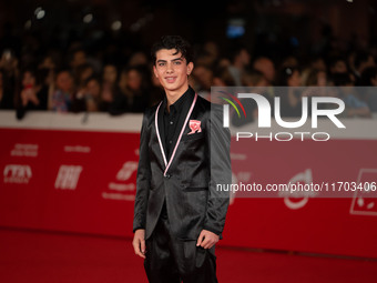 Samuele Carrino attends the ''Il Ragazzo Dai Pantaloni Rosa'' red carpet during the 19th Rome Film Festival at Auditorium Parco Della Musica...