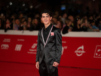 Samuele Carrino attends the ''Il Ragazzo Dai Pantaloni Rosa'' red carpet during the 19th Rome Film Festival at Auditorium Parco Della Musica...