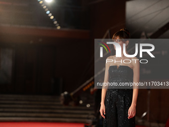 Claudia Pandolfi attends the ''Il Ragazzo Dai Pantaloni Rosa'' red carpet during the 19th Rome Film Festival at Auditorium Parco Della Music...