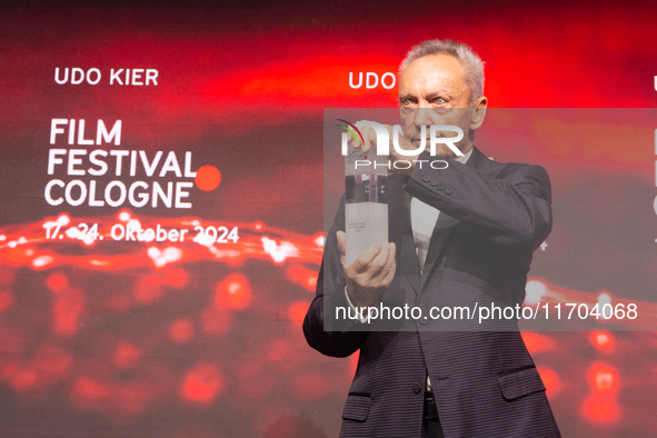 Udo Kier, a German actor, receives the international actors award during the closing award ceremony of the Cologne Film Festival 2024 at E-W...