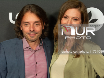 Mara BERGMANN, a German actress, and Alexander HOFFMANN pose on the red carpet at E-werk in Cologne, Germany, on October 25, 2024, before th...