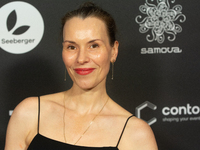 Antonia Bergman, a German actress, poses on the red carpet before the closing award ceremony of the Cologne Film Festival 2024 at E-Werk in...