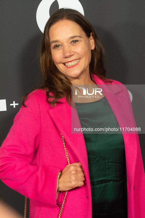 Neshe Demir, a German actress, poses on the red carpet before the closing award ceremony of the Cologne Film Festival 2024 at E-Werk in Colo...