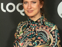 Karin Angele, a German actress, poses on the red carpet before the closing award ceremony of the Cologne Film Festival 2024 at E-Werk in Col...