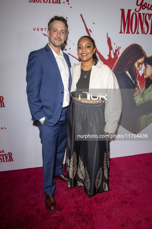 Jon Higgins and Daysha Broadway attend the ''Your Monster'' New York premiere at Metrograph in New York City, USA, on October 24, 2024. 