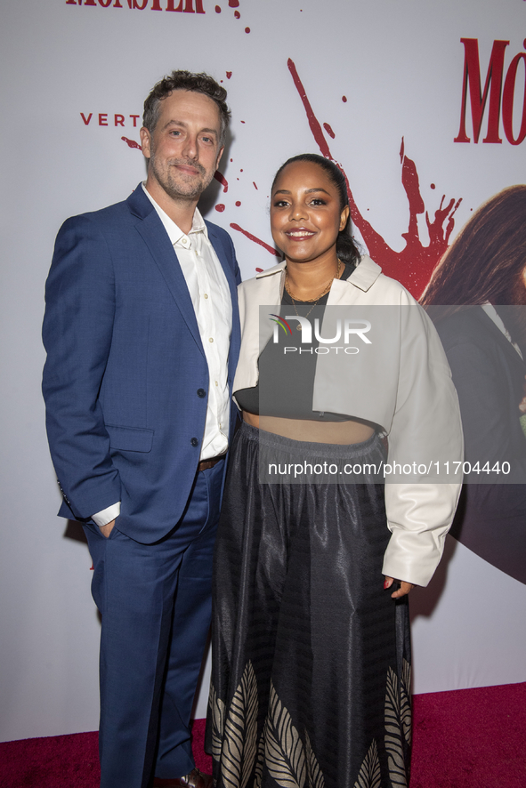 Jon Higgins and Daysha Broadway attend the ''Your Monster'' New York premiere at Metrograph in New York City, USA, on October 24, 2024. 