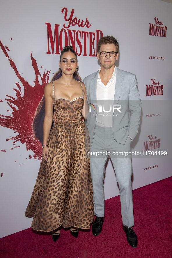 Melissa Barrera and Tommy Dewey attend the ''Your Monster'' New York premiere at Metrograph in New York City, USA, on October 24, 2024. 