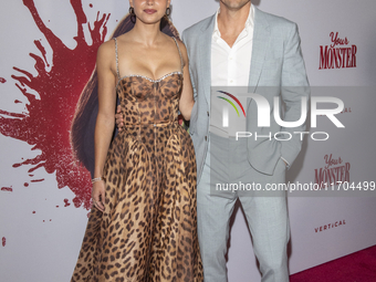 Melissa Barrera and Tommy Dewey attend the ''Your Monster'' New York premiere at Metrograph in New York City, USA, on October 24, 2024. (