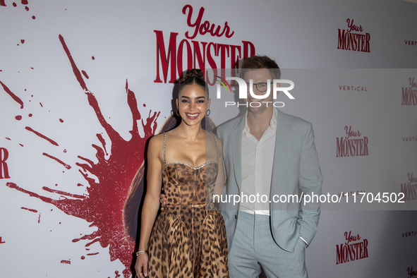 Melissa Barrera and Tommy Dewey attend the ''Your Monster'' New York premiere at Metrograph in New York City, USA, on October 24, 2024. 