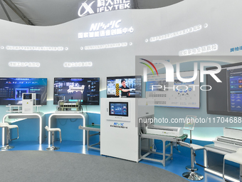 Exhibits of China's National Intelligent Voice Innovation Center are pictured at the 7th World Sound Expo and IFlytek Global 1024 Developer...