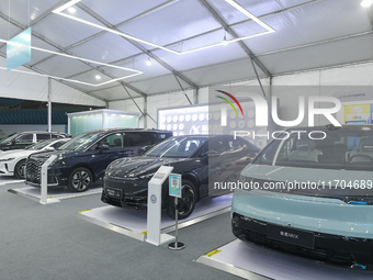 Chinese new energy vehicles with an intelligent cabin are pictured at the 7th World Sound Expo and the 2024 IFlytek Global 1024 Developer Fe...