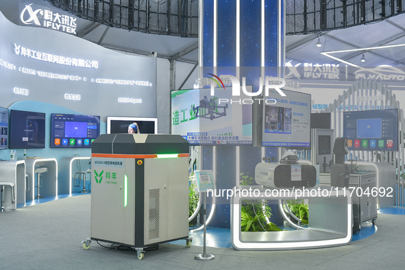 Industrial Internet exhibits are on display at the 7th World Sound Expo and IFlytek Global 1024 Developer Festival 2024 in Hefei, Anhui prov...