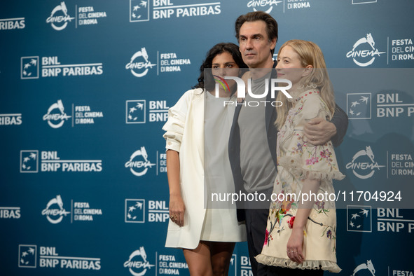 Irene Maiorino, Fabrizio Gifuni, and Alba Rohrwacher attend the ''L'Amica Geniale. Storia Della Bambina Perduta'' photocall during the 19th...