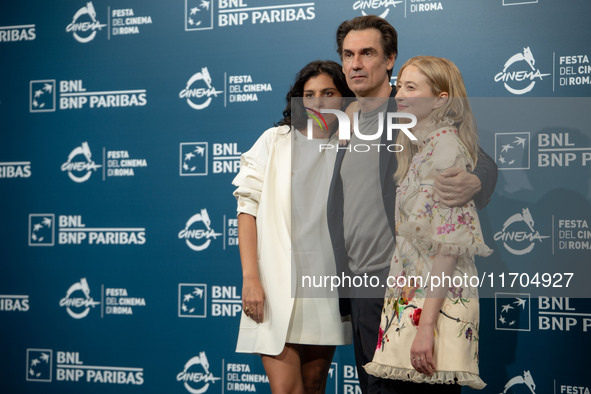 Irene Maiorino, Fabrizio Gifuni, and Alba Rohrwacher attend the ''L'Amica Geniale. Storia Della Bambina Perduta'' photocall during the 19th...