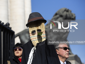 Lawyers protest in front of the Sofia Courthouse in Sofia, Bulgaria, on October 25, 2024, against the procedure for selecting a new Prosecut...